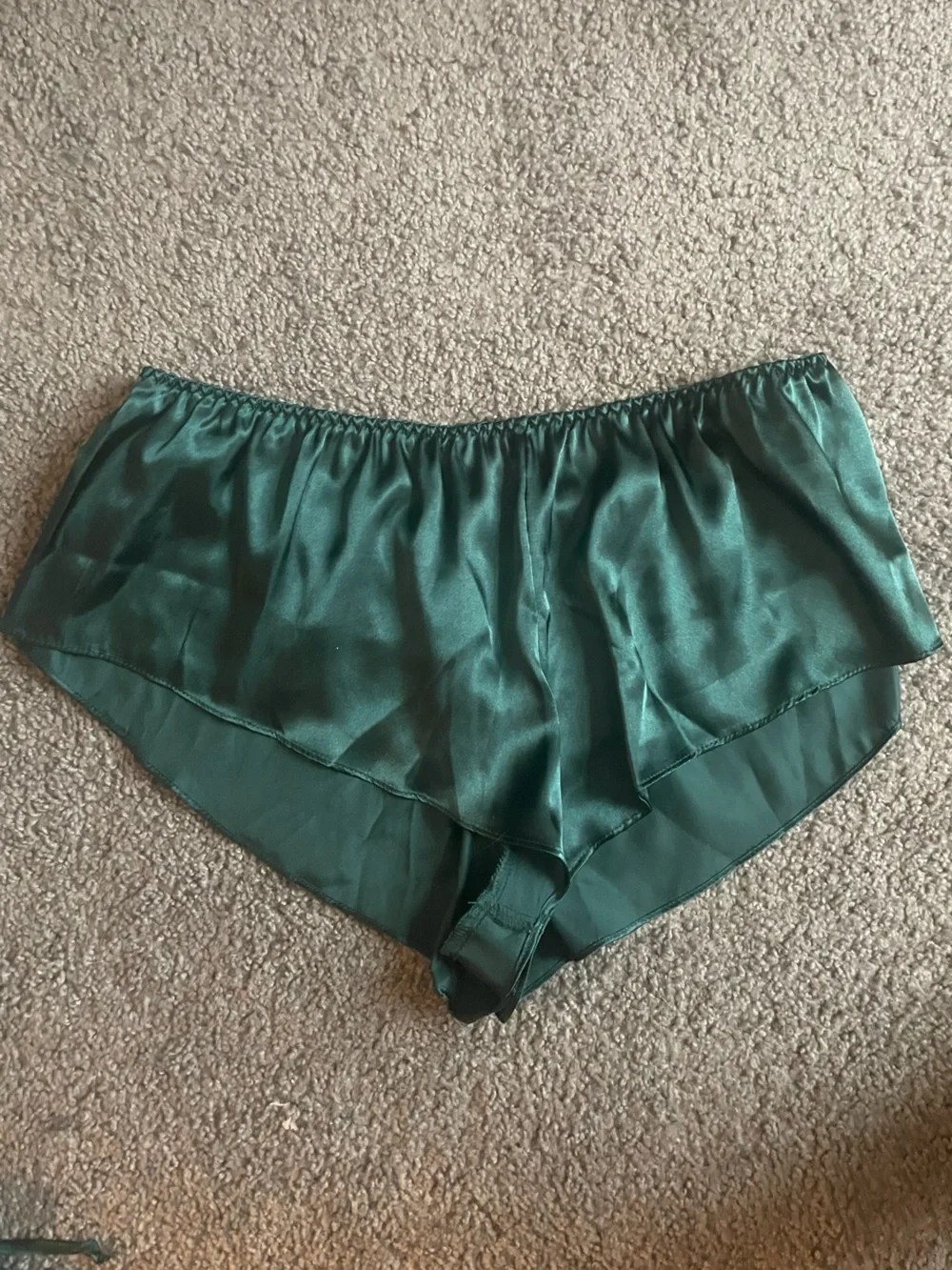 Linea Donatella Satin Lace Trim Cami & Short Sleep Set - Dark Green size L